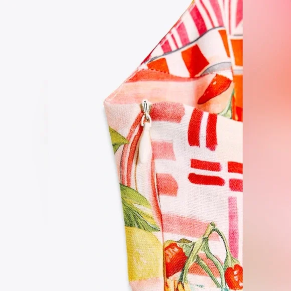 Zara PATCHWORK PRINT LINEN MIDI DRESS - Picture 7 of 9